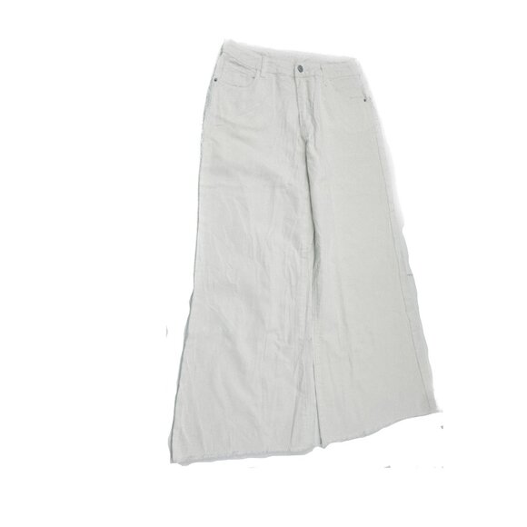 Shein Wide Leg Raw Hem Women's size 30 Cream White Denim jeans - Picture 1 of 4